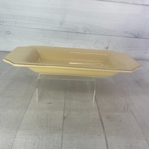 Taste of Home Entertaining Yellow Brown Edge Large Rim Ceramic Serving Tray - Picture 3 of 16
